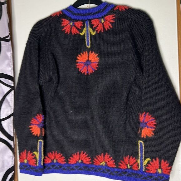 mfaboston llama/wool blend floral open cardigan - Picture 11 of 12